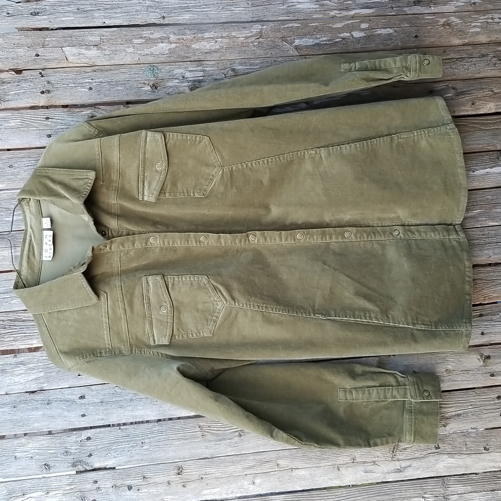 Vintage 90s Olive JOAN RIVERS SUPER SOFT MiniWale Corduroy SnapUp Top Jacket EUC